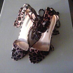 Liliana Leopard Print Shoes Stilettos Open Toe High Heel Strappy  Sandals Sz 8